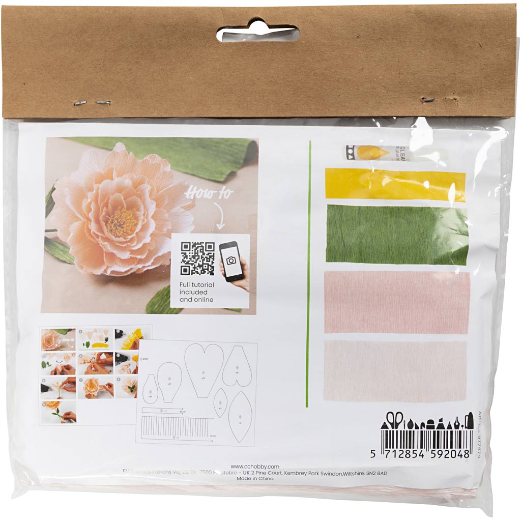 Creativ company mini hobby set papel crepé, peonía, proporción de crepé: 180%, 105 gr, 1 caja