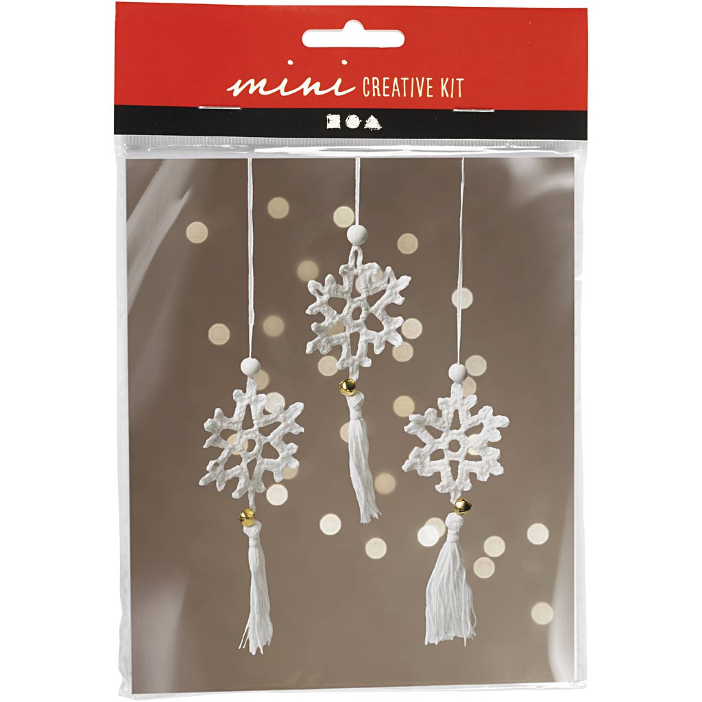 Mini set hobby all'uncinetto Creativ Company, fiocchi di neve, bianco, 1 scatola