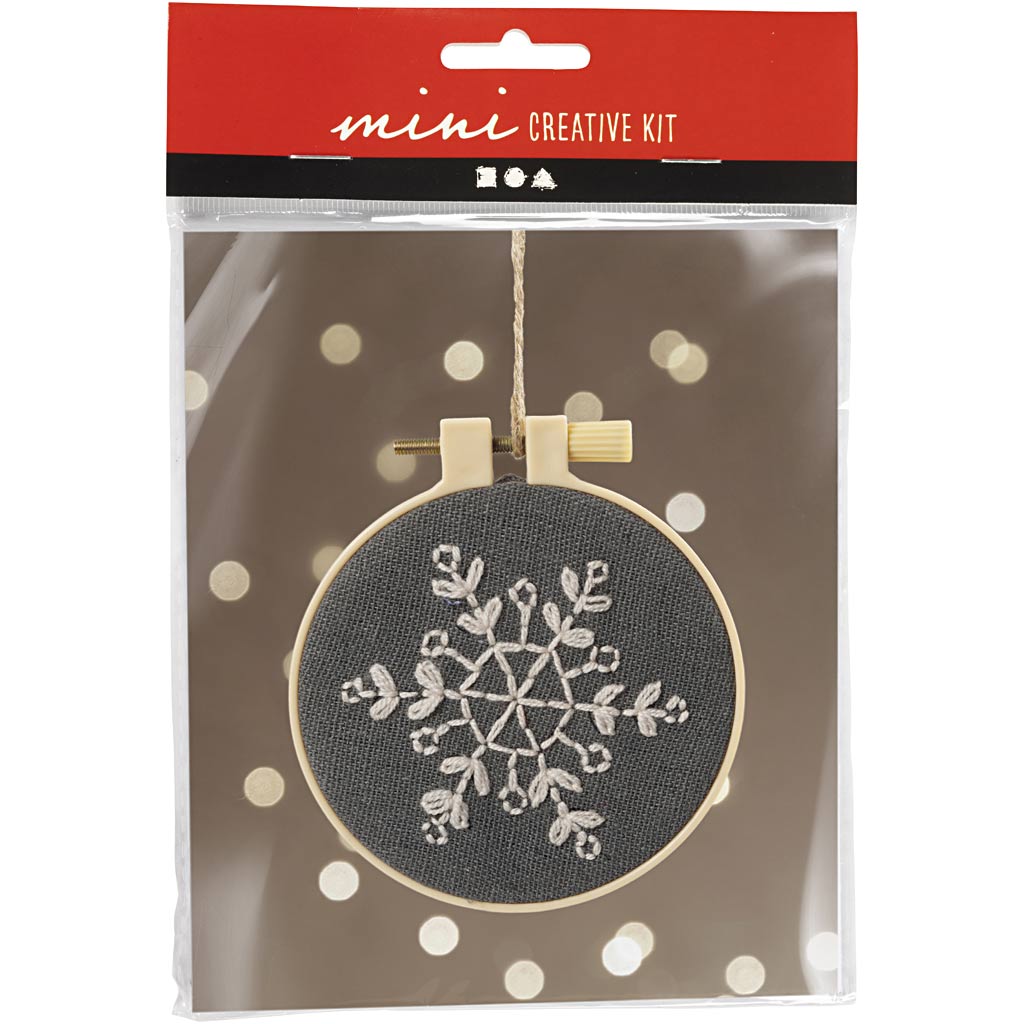 Creativ company mini hobby set bordado, copo de nieve, gris, 1 caja