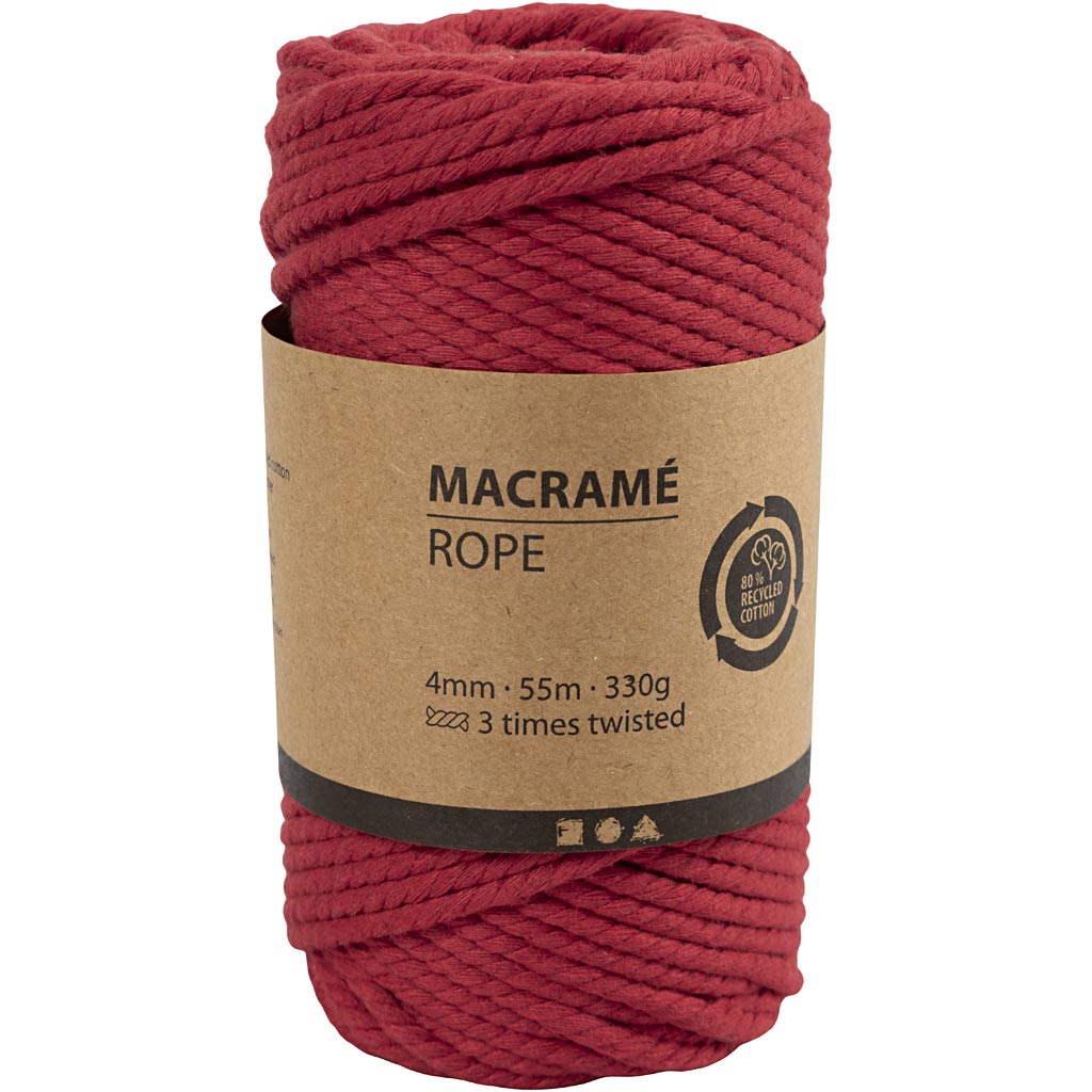 Creative Company Macrame Cord Red, 55m
