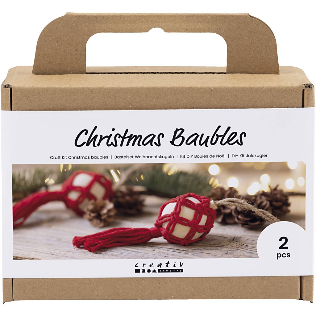 Creativ company hobby set bolas navideñas, macramé, rojo navideño, 1 caja