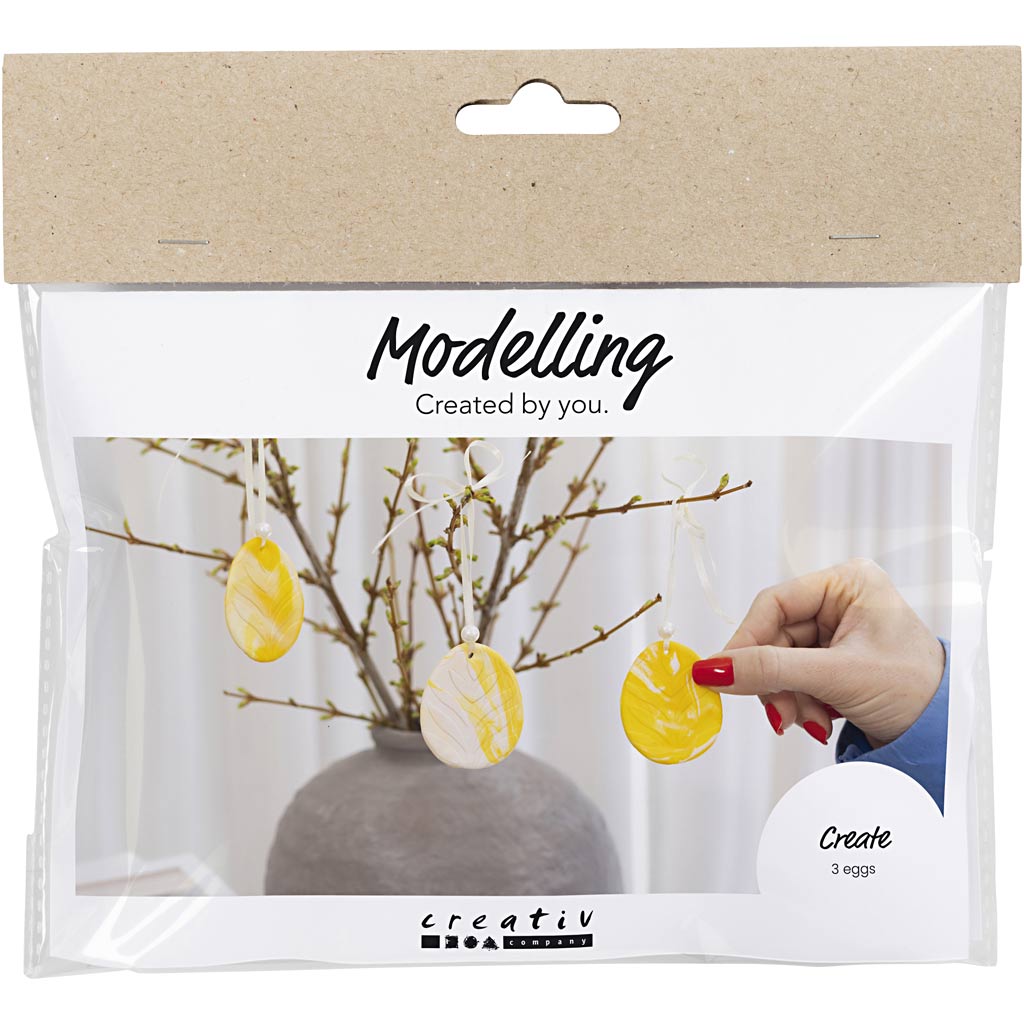 Creativ company mini set de hobby para esculpir, huevo, amarillo claro, colores pastel, 1 caja