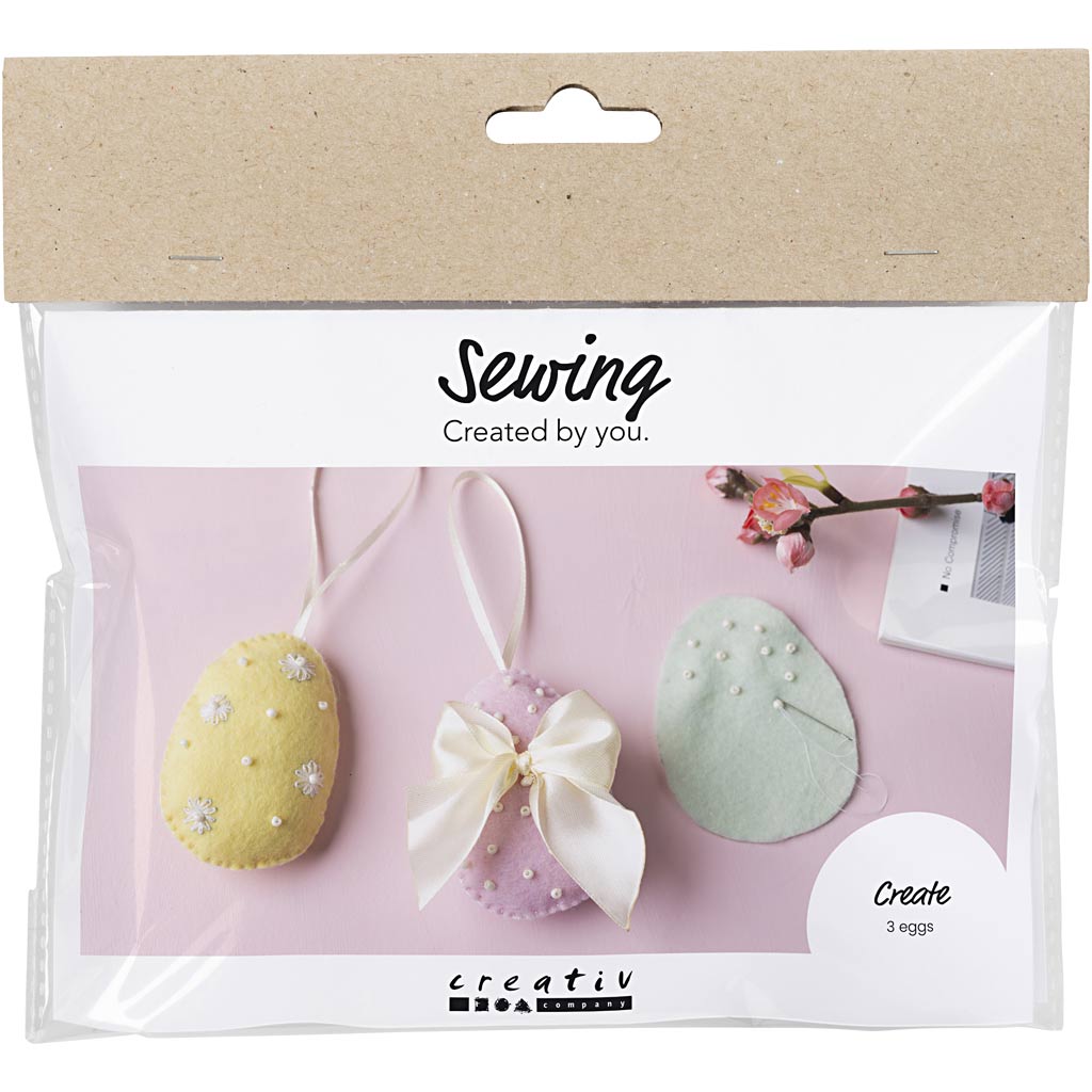 Creativ Company Mini Hobby Set Costura, Huevos de Pascua, Colores Pastel, 1 Caja