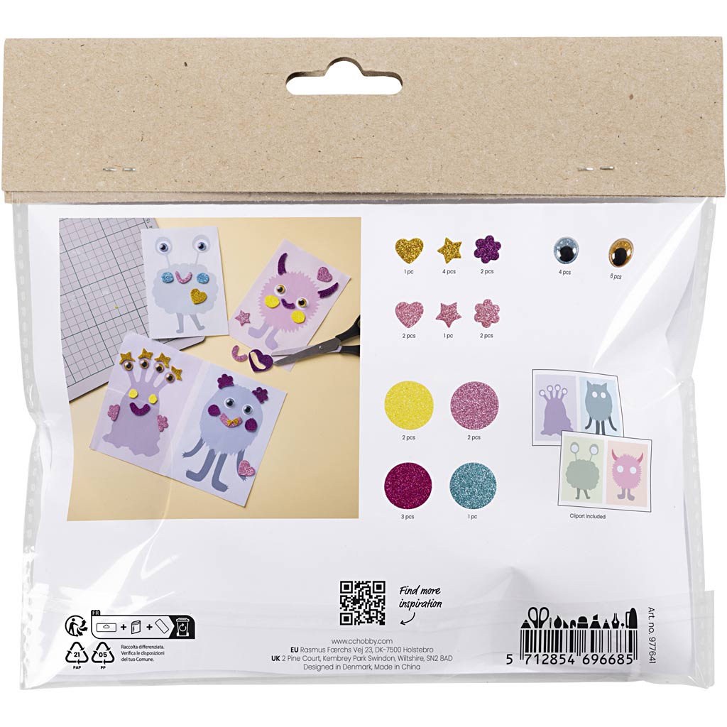 Mini set hobby Creative Company, decorazione, collage campione, blu pastello, verde pastello, rosa pastello, viola pastello, 1 scatola