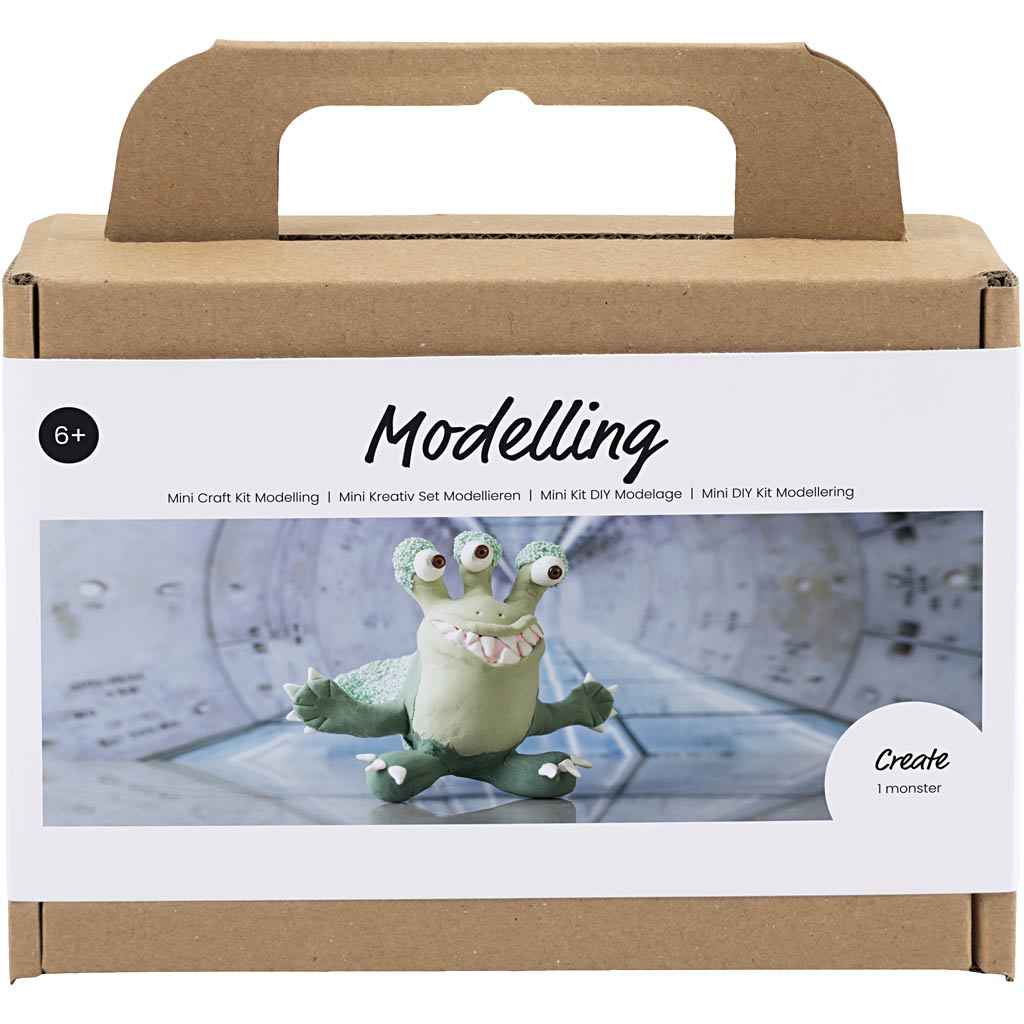 Creativ company mini set de hobby para esculpir, monster lulu, verde claro, verde oscuro, 1 caja