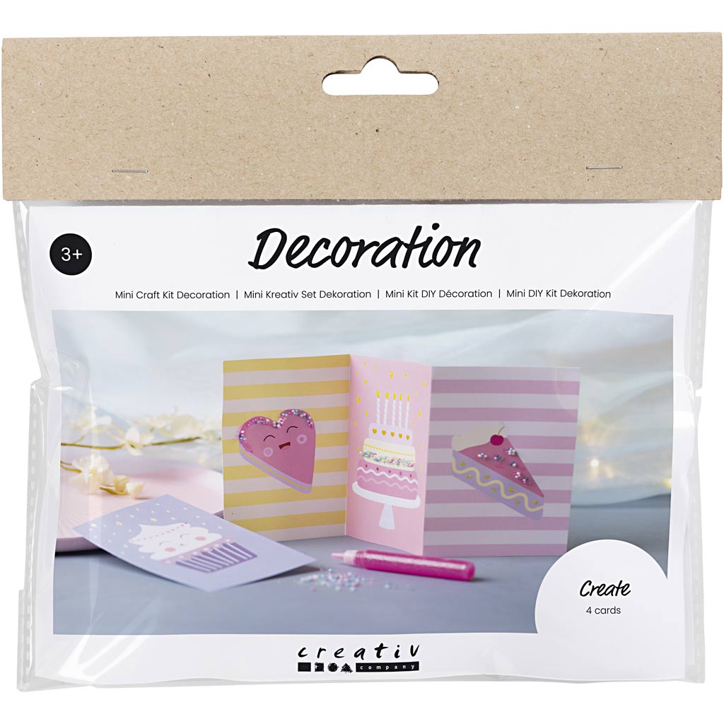 Mini set hobby per decorazioni Creative Company, torte, rosa pastello, viola pastello, giallo pastello, 1 scatola