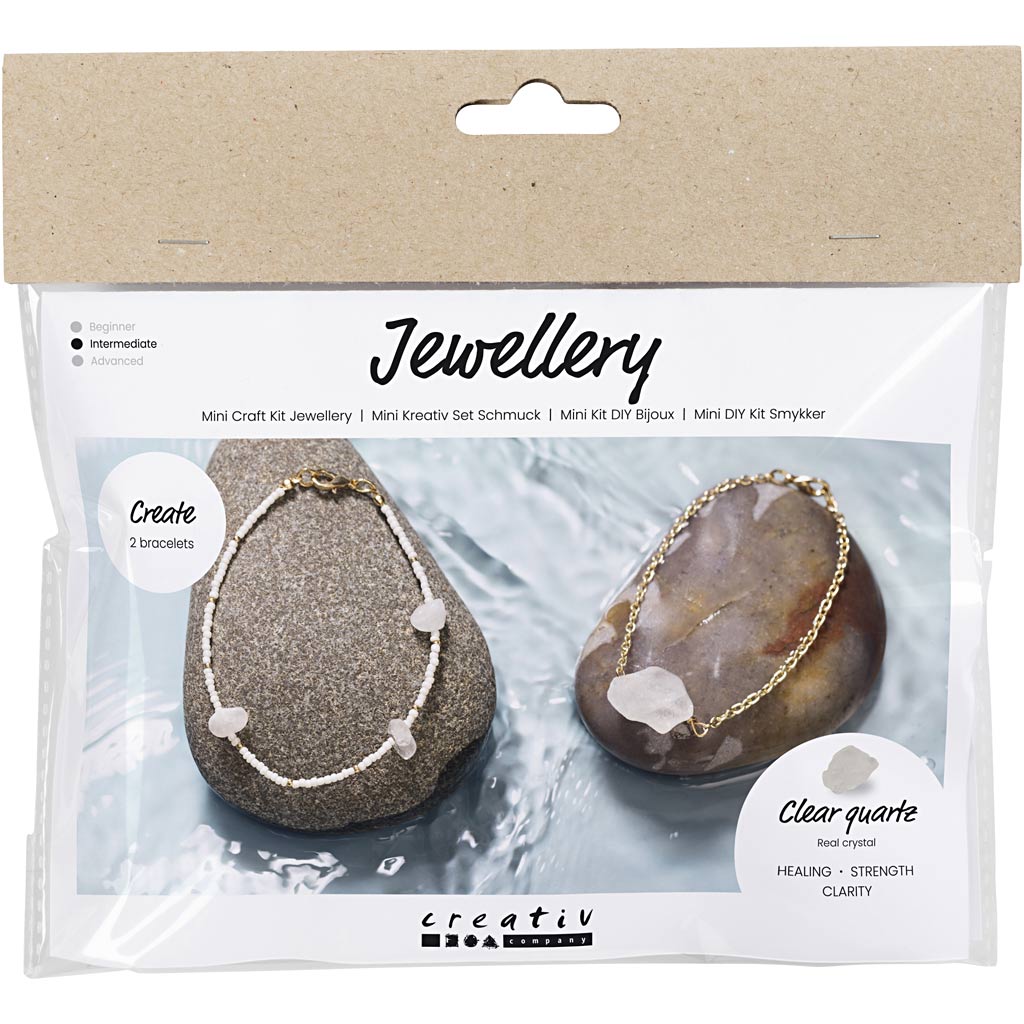 Creativ company mini hobby set de joyería, pulsera con cristal de roca, 1 caja