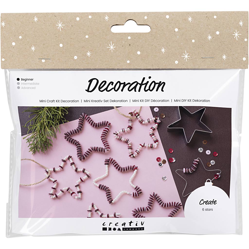 Creativ company mini set de decoración, estrellas, rojo, 1 caja