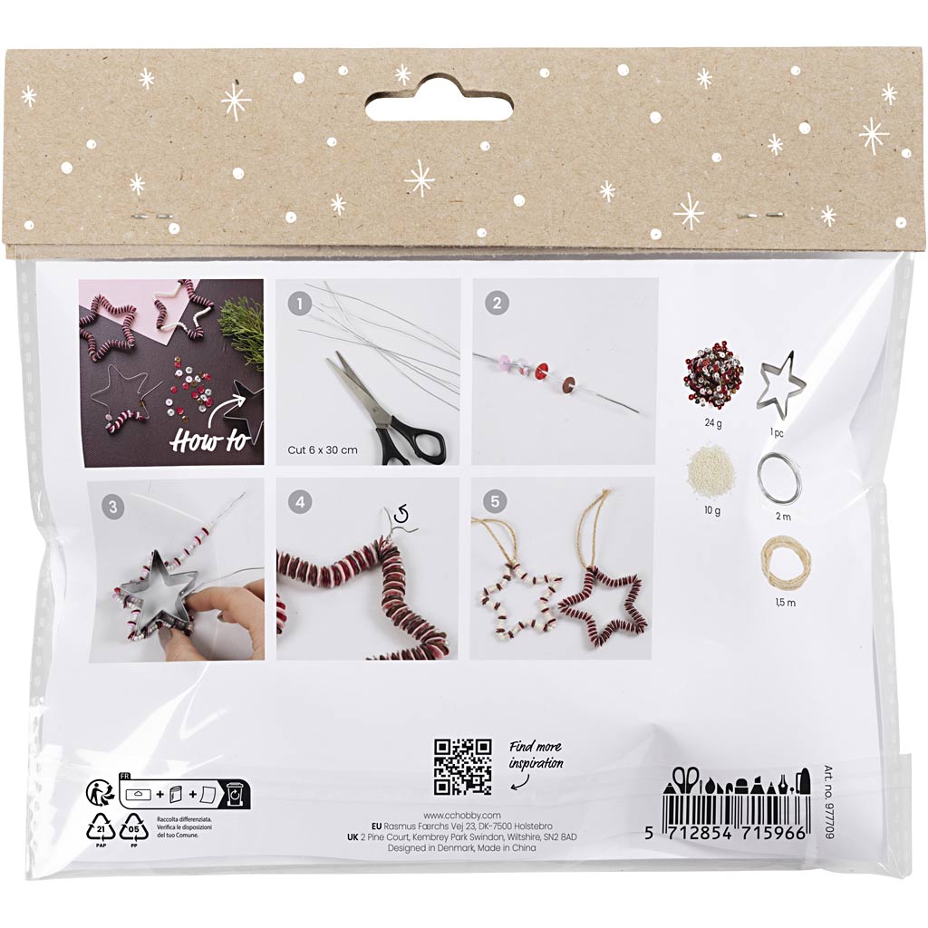 Creativ company mini set de decoración, estrellas, rojo, 1 caja