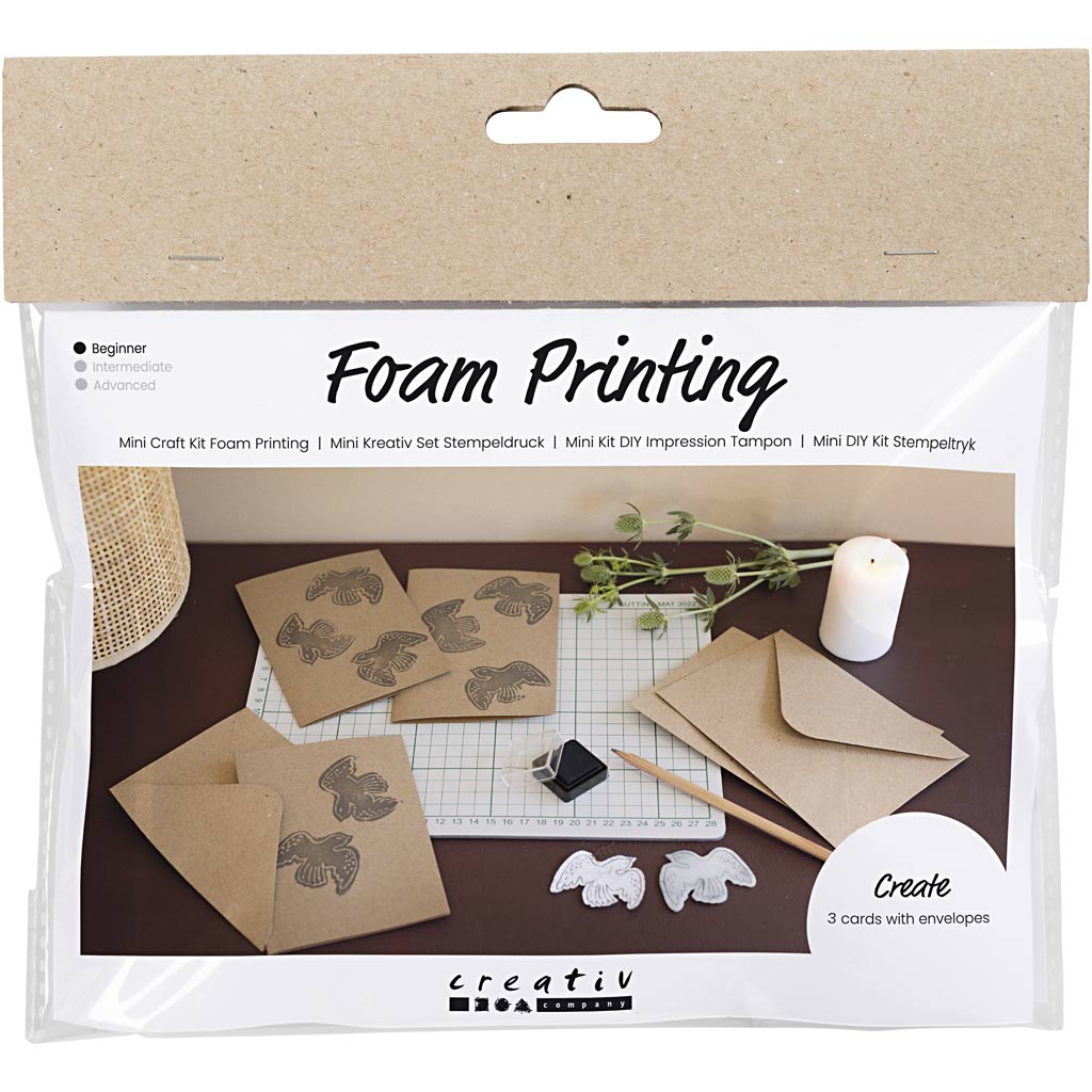 Mini set hobby Creativ Company con stampa in schiuma, cartoncino con piccioni, beige, 1 scatola