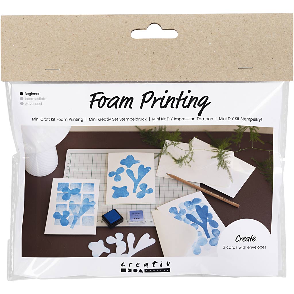 Mini set hobby Creative Company, stampa in schiuma, biglietto con design, bianco, bianco sporco, 1 scatola