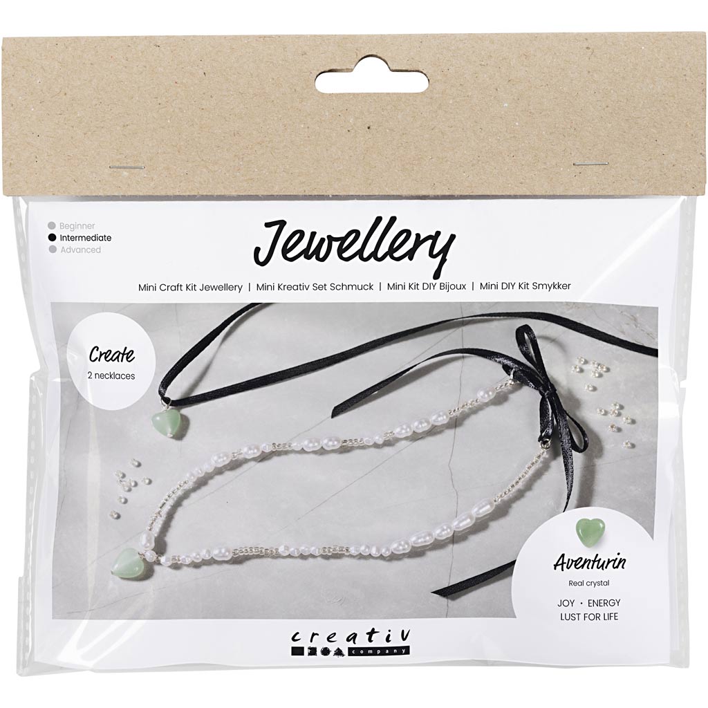 Creativ Company Mini Hobby Set de joyería, corazón de aventurina, transparente, 1 caja