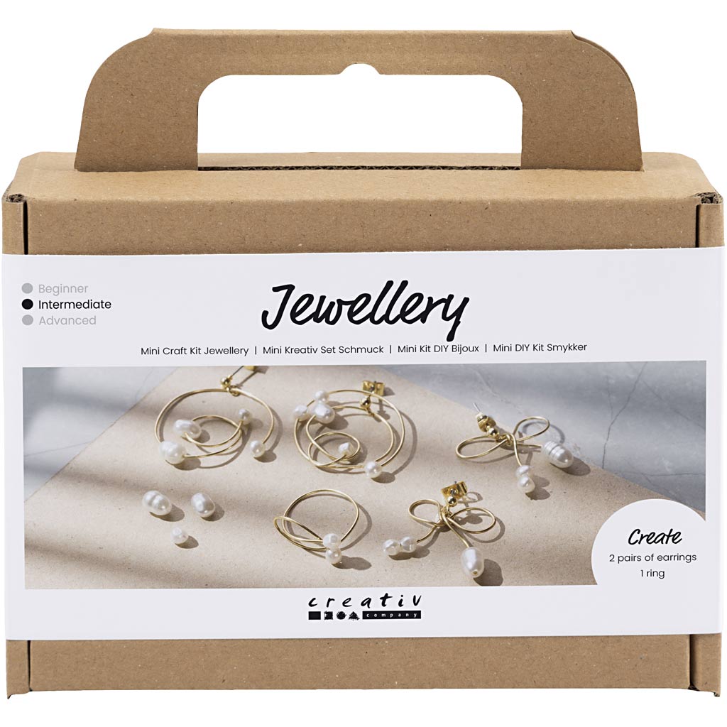 Creativ company mini hobby set de joyería, pendientes de alambre de metal, chapado en oro, 1 caja