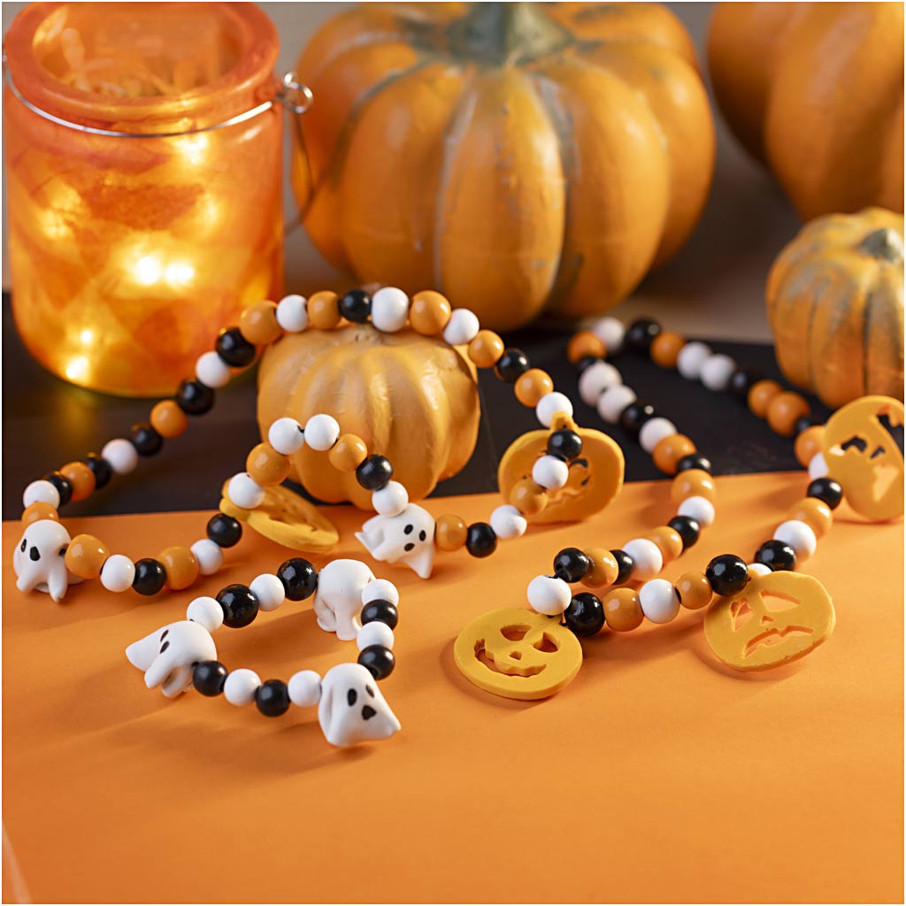 Creativ company mini hobby set de joyería, collar y pulsera, colores de halloween, 1 caja