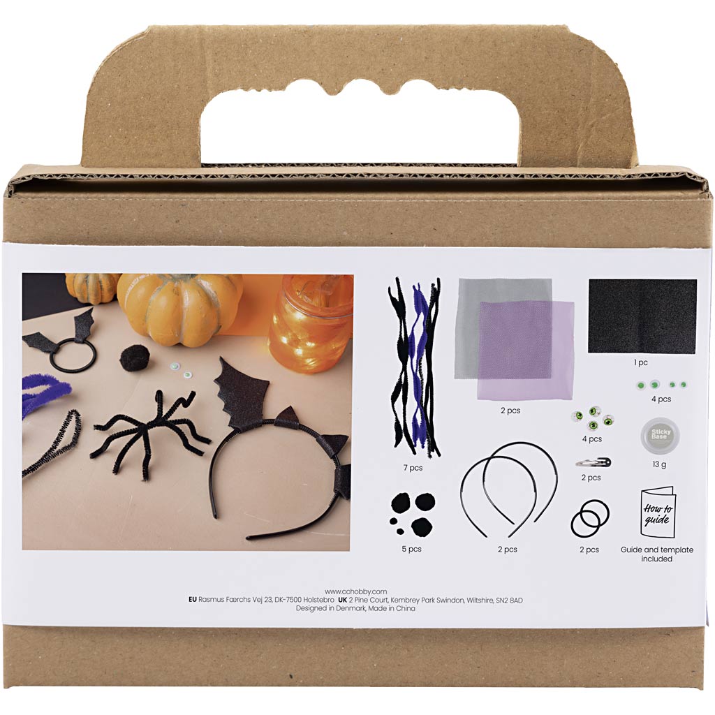 Creativ Company mini hobby set costumi horror, fasce per capelli, fermagli per capelli e fasce per capelli, nero, lilla, viola, 1 scatola