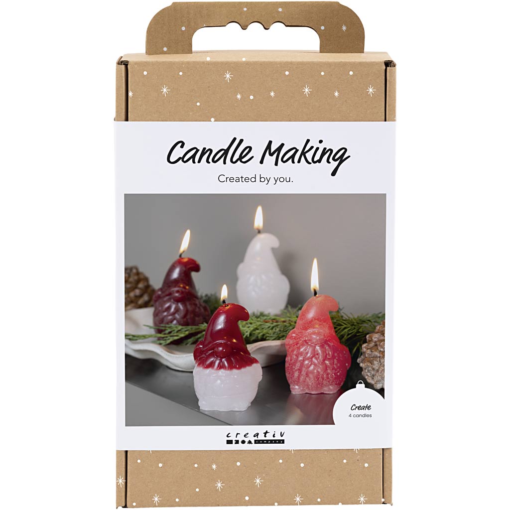 Creativ company hobby set fabricación de velas, Papá Noel, transparente mate, rojo, 1 caja