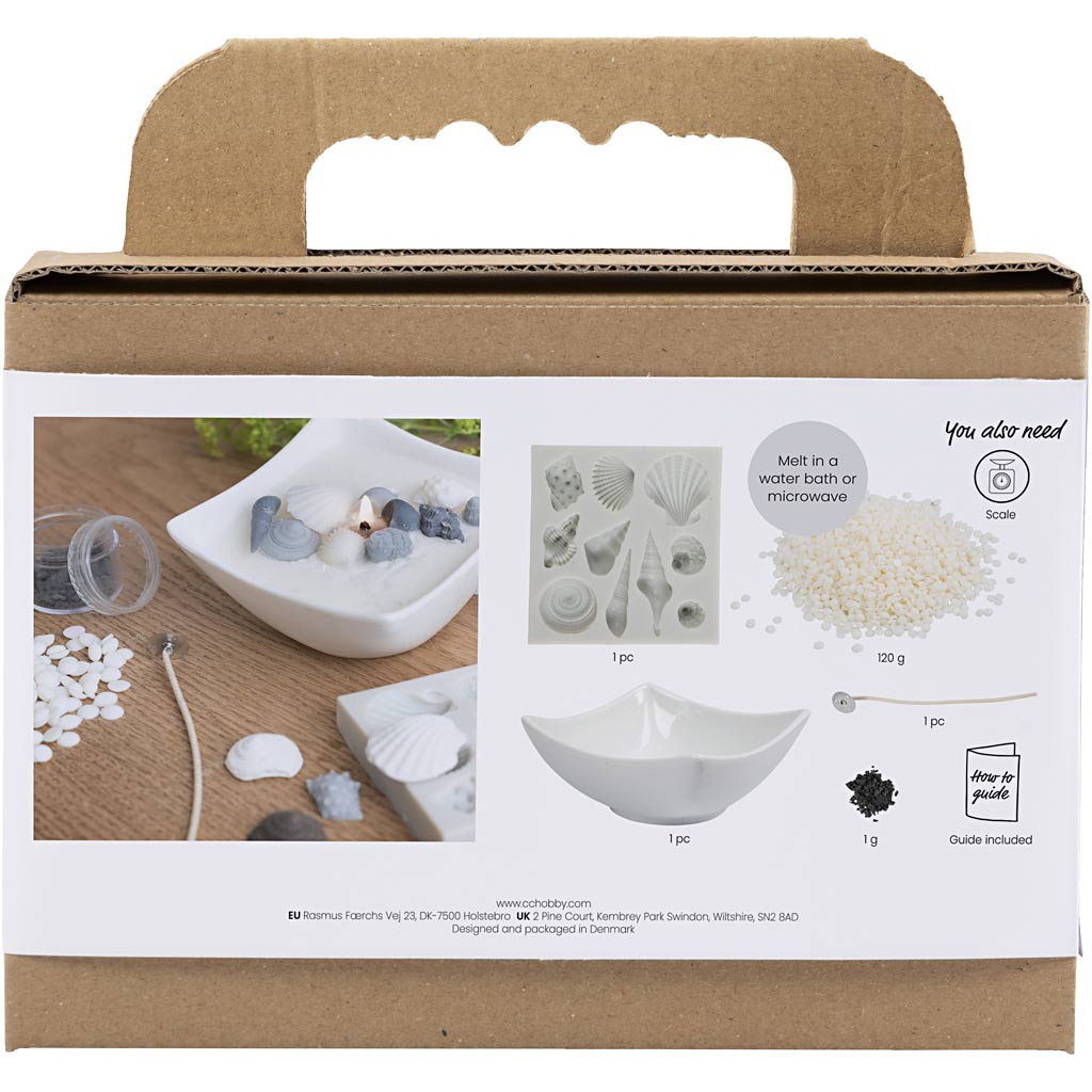 Mini set hobby per candele Creativ Company, conchiglie, grigio, bianco sporco, 1 scatola