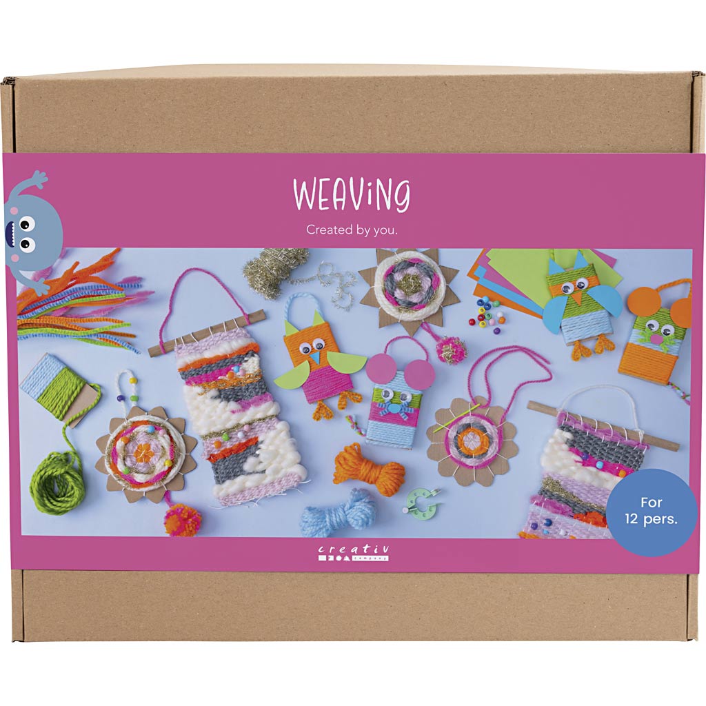 Set gruppo tessitura Creativ Company, supporti da parete, grucce, gufi, topo, vari colori, 1 scatola