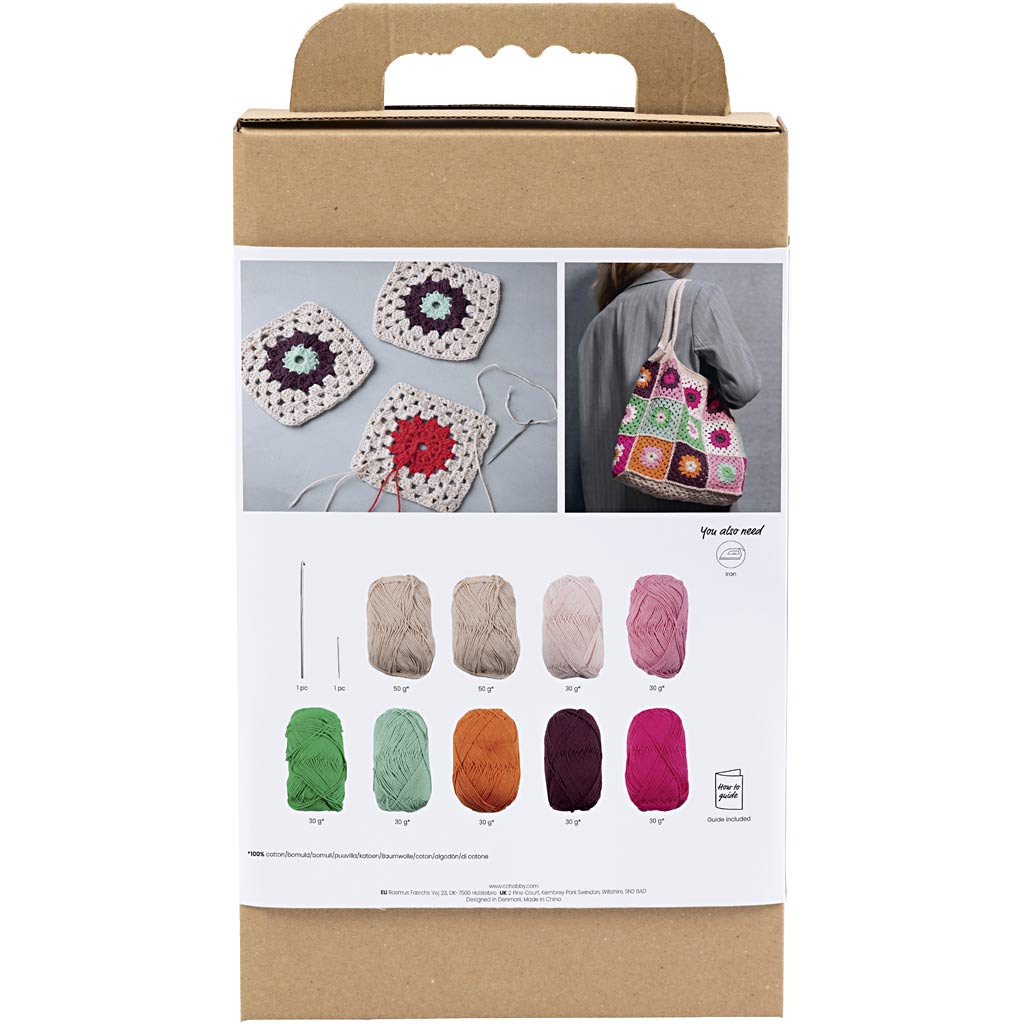 Set hobby all'uncinetto Creativ Company, borsa, colorato, crema, 1 scatola