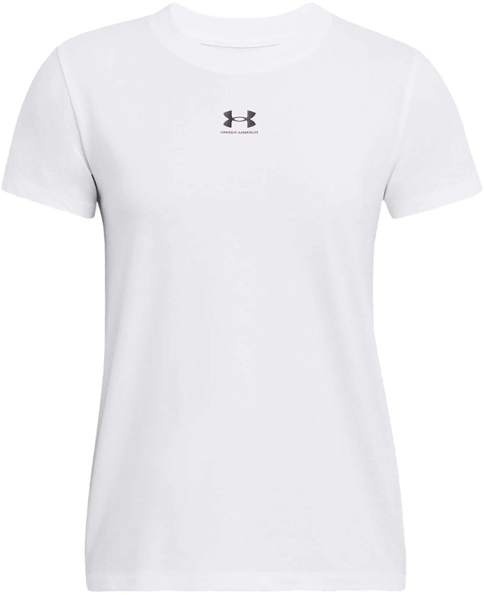 Camiseta deportiva under armour ua rival core ss-wht para mujer - blanco - negro