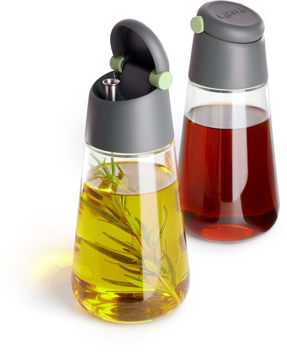 Distributore di aceto e olio Lékué - set da 2 - grigio