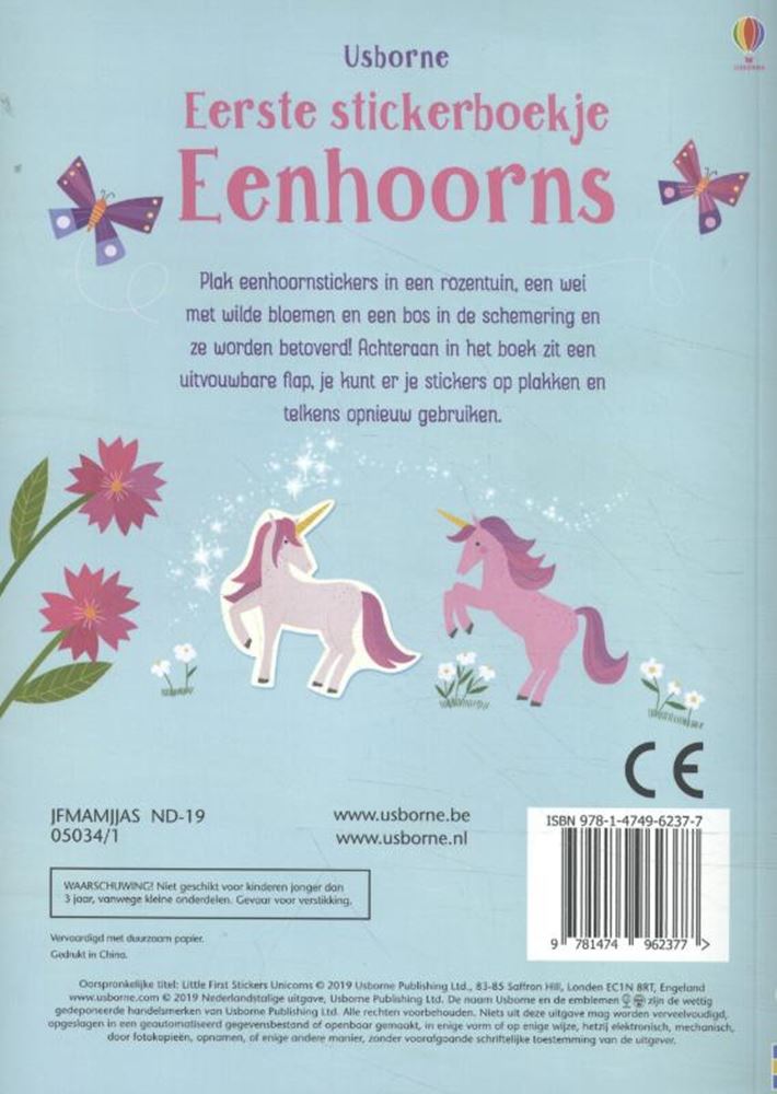 Libro centrale con il primo libro di adesivi con unicorni