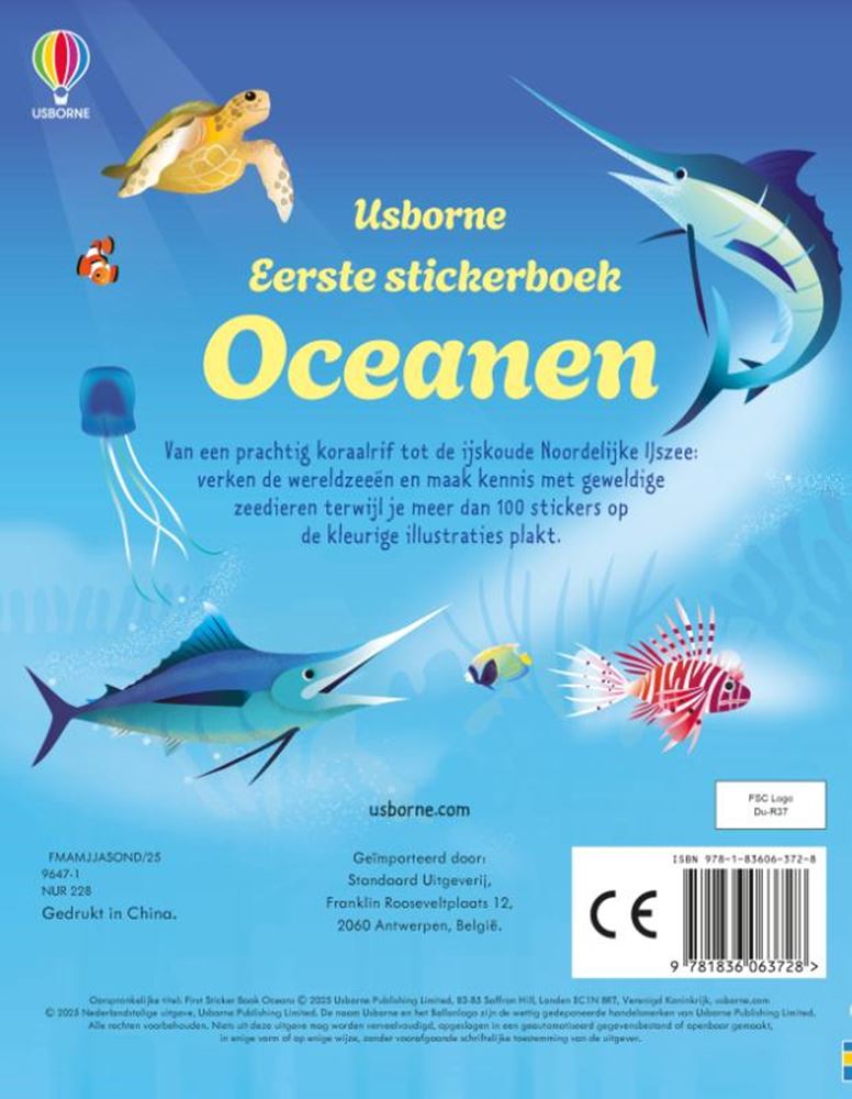 Libro di adesivi: oceani. 3+