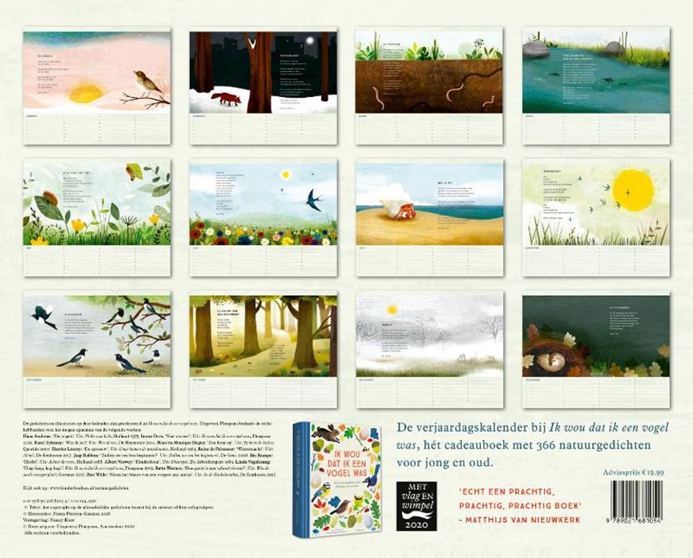 Calendario de cumpleaños sin marca sin marca Ojalá fuera un pájaro