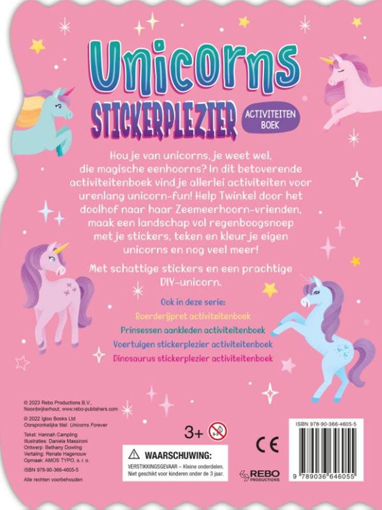 Rebo editores unicornios pegatinas divertido libro de pegatinas