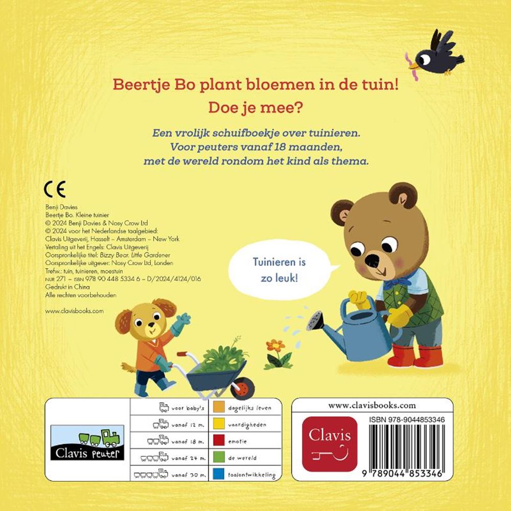 Oso bo pequeño jardinero. libro de tablero 2+