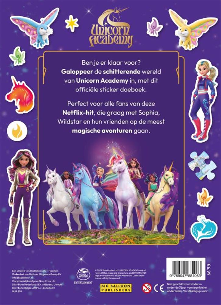 Libro de unicornio Academy Stickerboek Doeboek