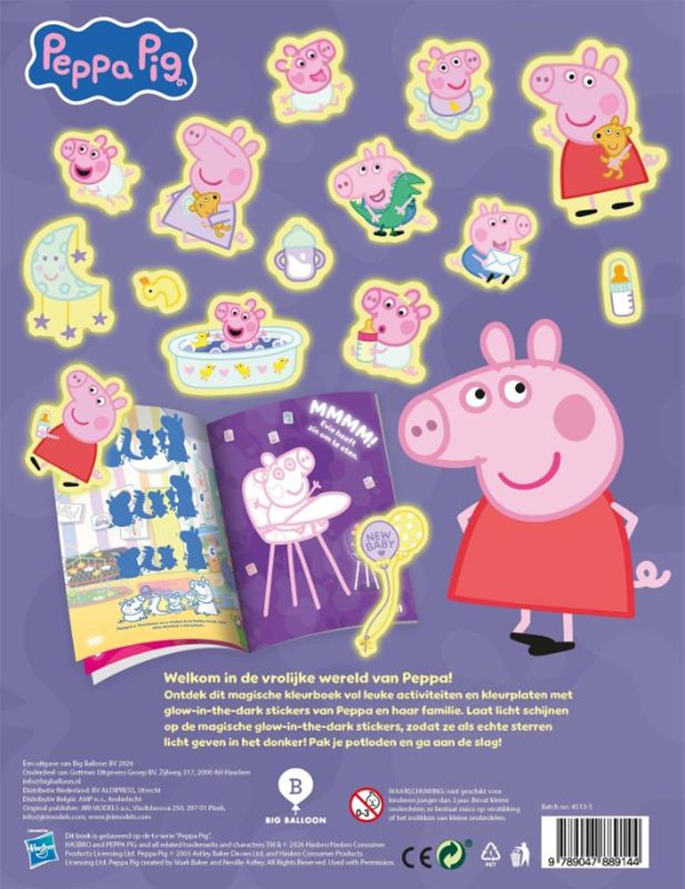 Colorea con peppa pig que brilla en la oscuridad.