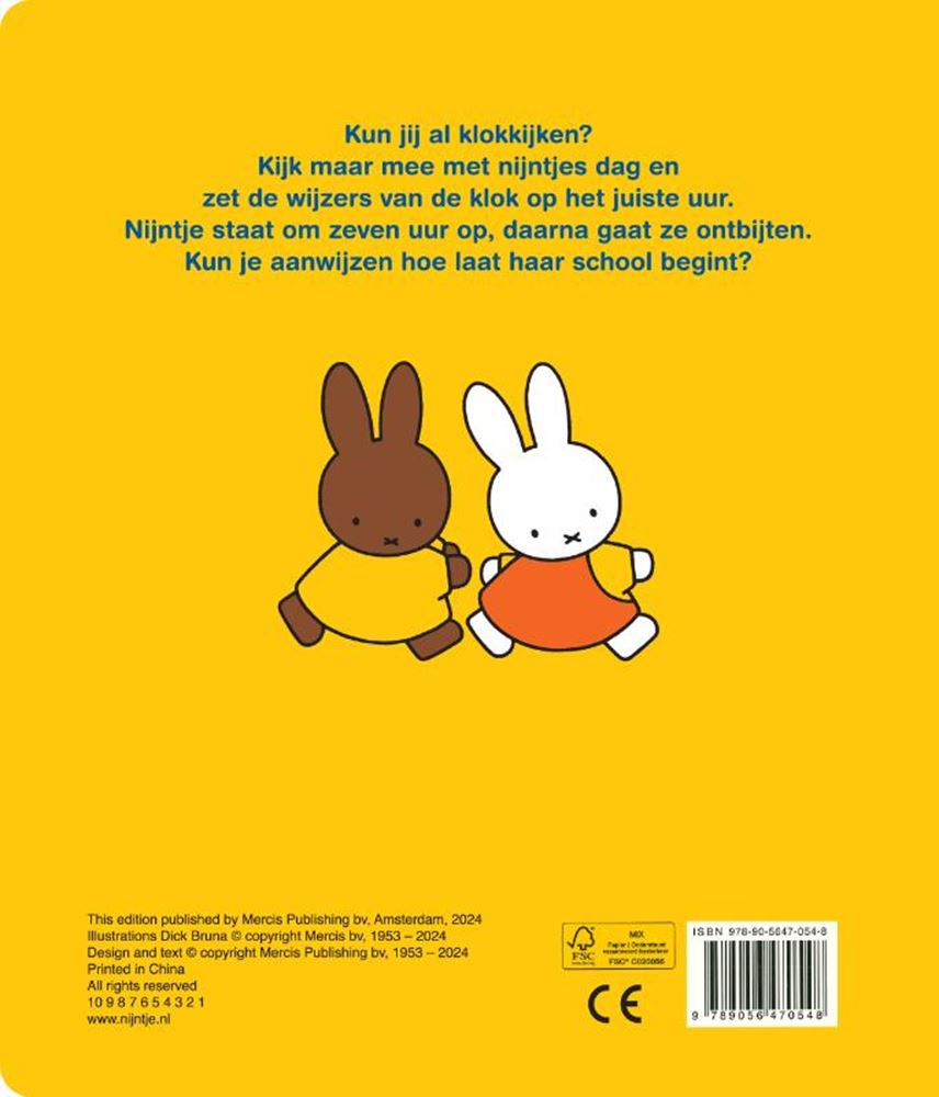 Decir la hora con Miffy. libro de tablero. 2+