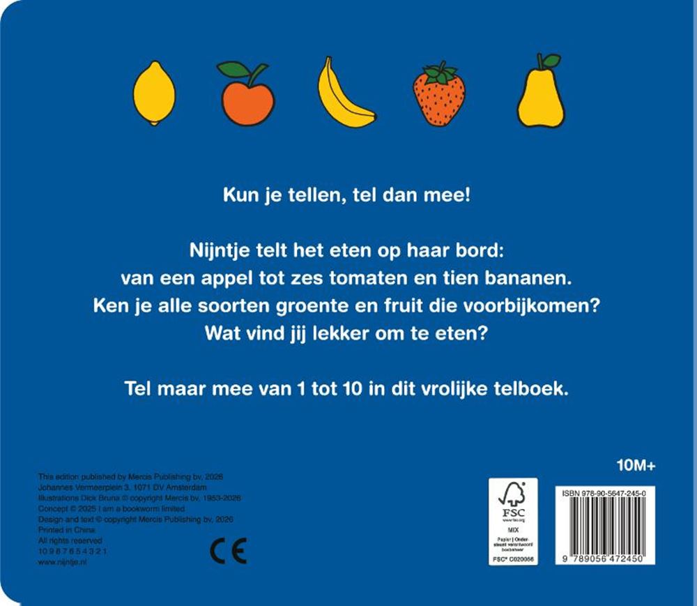 Libro de contar Miffy, frutas y verduras 2+