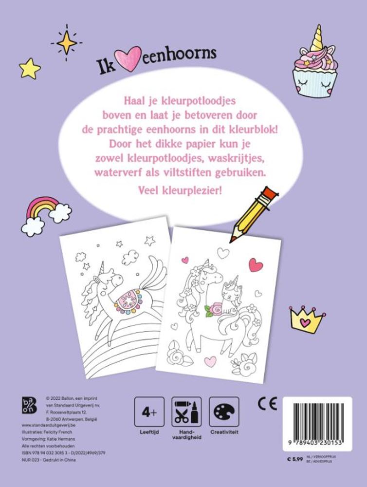 Standaard uitgeverij eenhoorns kleurblok 4+