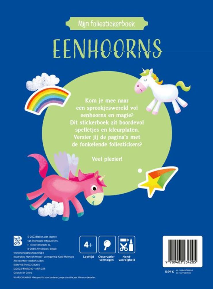 Libro de pegatinas de lámina de publicación estándar unicornios