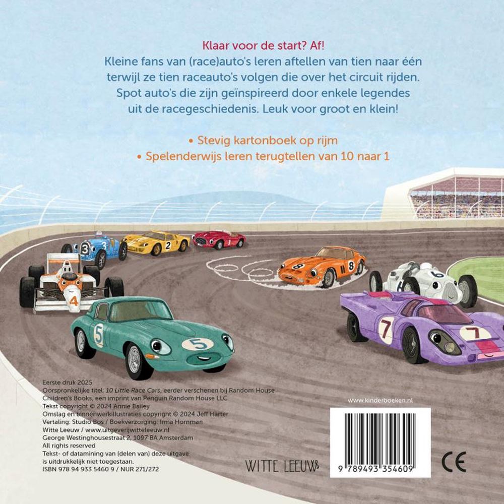 Libro de cartón: diez pequeños coches de carreras 1+