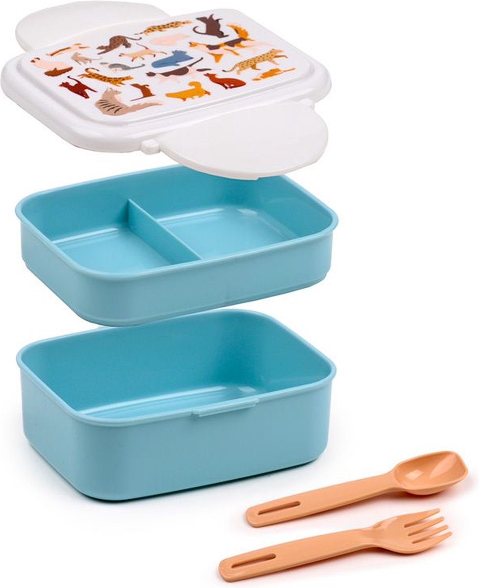 Fine Fine Kat Clip Bento Box Box Box con posate
