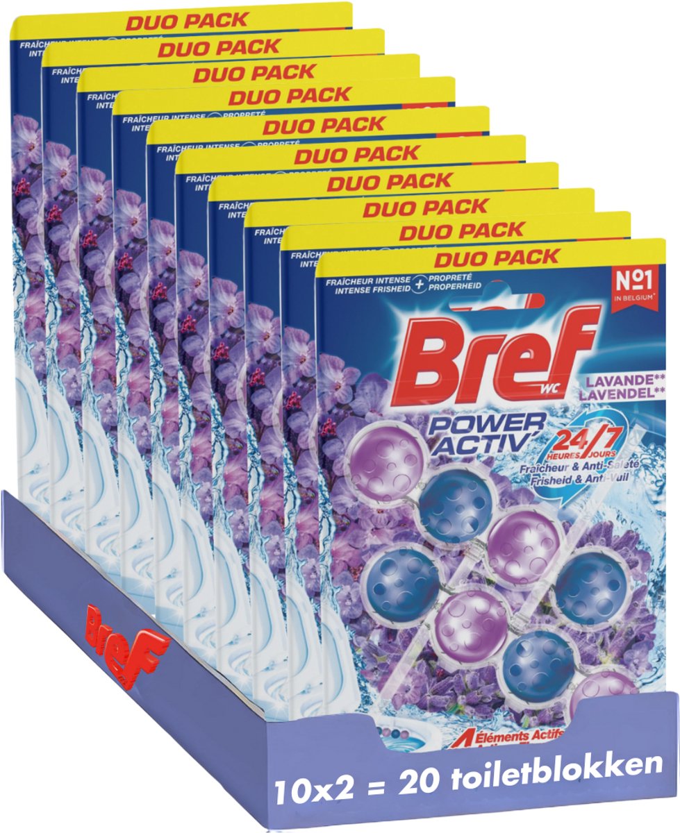 Bref - power activ - lavanda - blocco WC - WC pulito e fresco - protezione antisporco - confezione risparmio - 10 x 2 pezzi