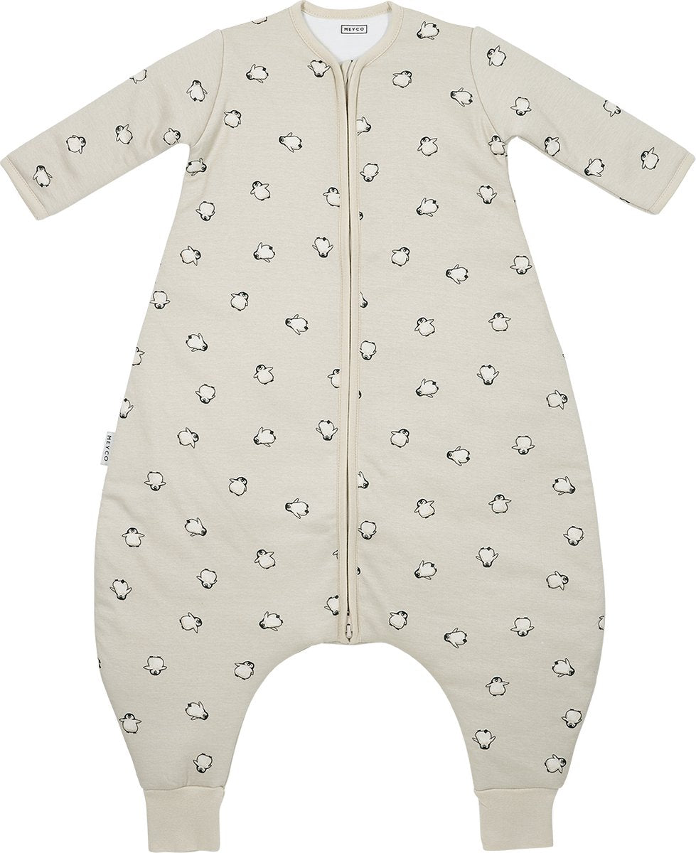 Meyco baby penguin baby winter slaapoverall jumper met vaste mouw - soft sand - 80cm - 2.5 tog