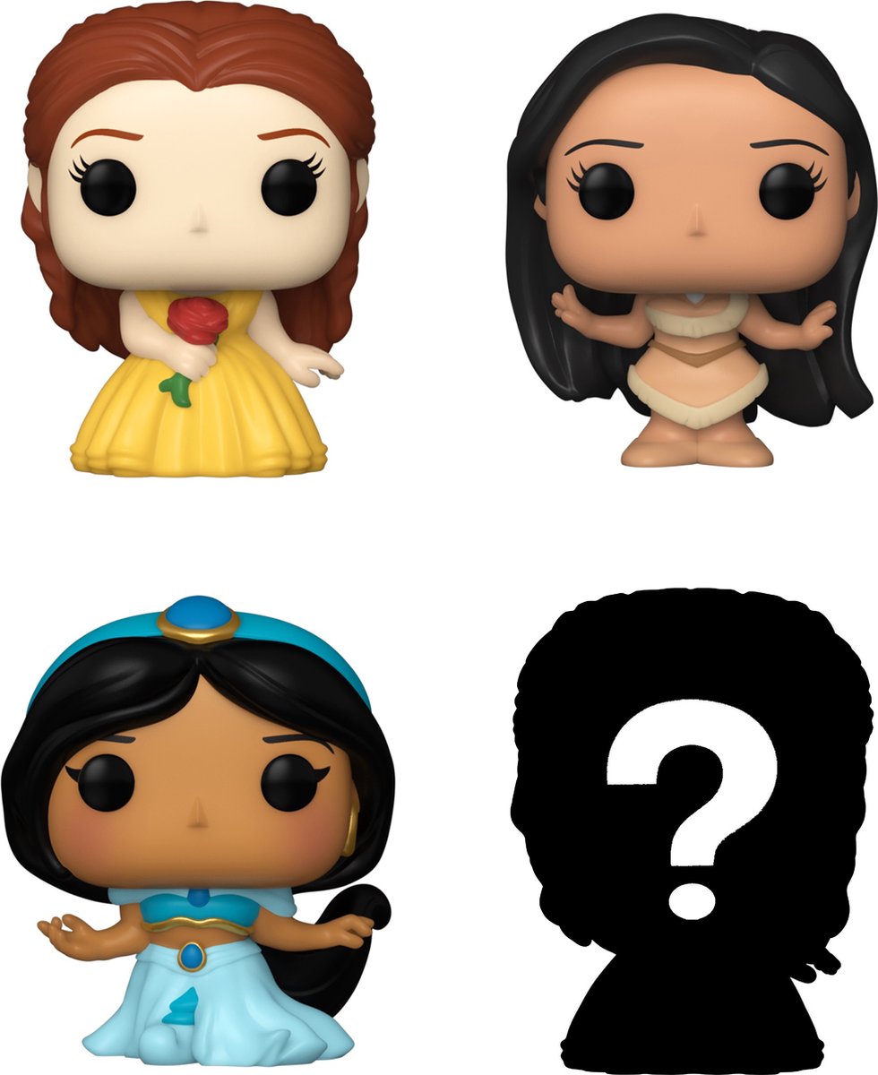 Funko bitty pop: disney princess 4-pack series 2 - peasant belle 90 - pocahontas 197 - jasmine 326 + mystery