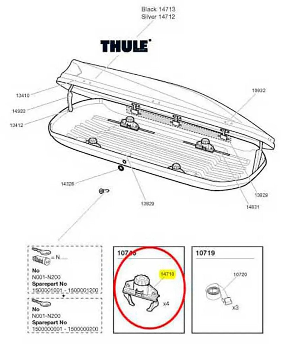 Recambio de abrazadera para cofre de techo Thule touring fastclick negro