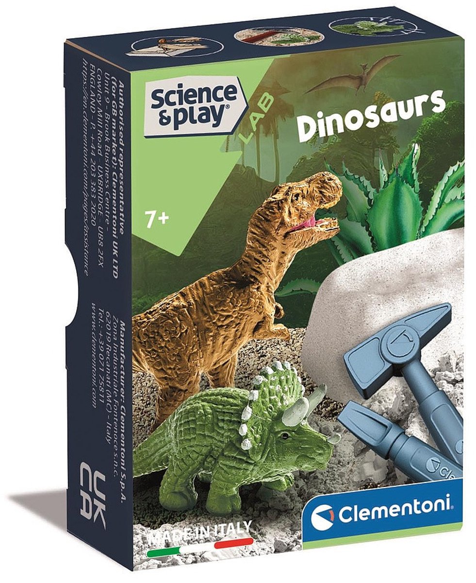 Clementoni play set - ciencia de los dinosaurios - mini explorador - 1 pieza - versión ciencia