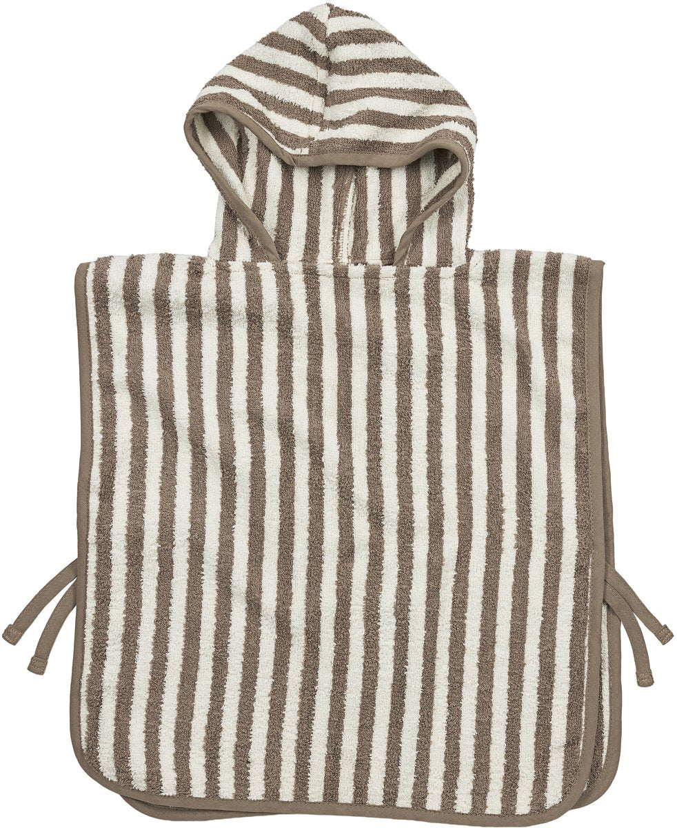 Poncho da bagno Meyco baby fat stripe - spugna jacquard - taupe - 1-3 anni