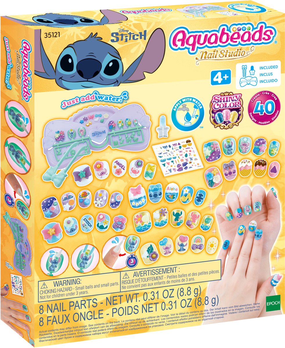 Kit Aquabeads Stitch Nail Studio Designer - Unghie per bambini - Attacca con acqua