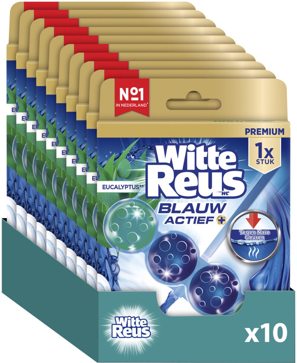 Blocco WC gigante bianco blu eucalipto attivo 50 g - blocchi WC - confezione risparmio - 10 pezzi