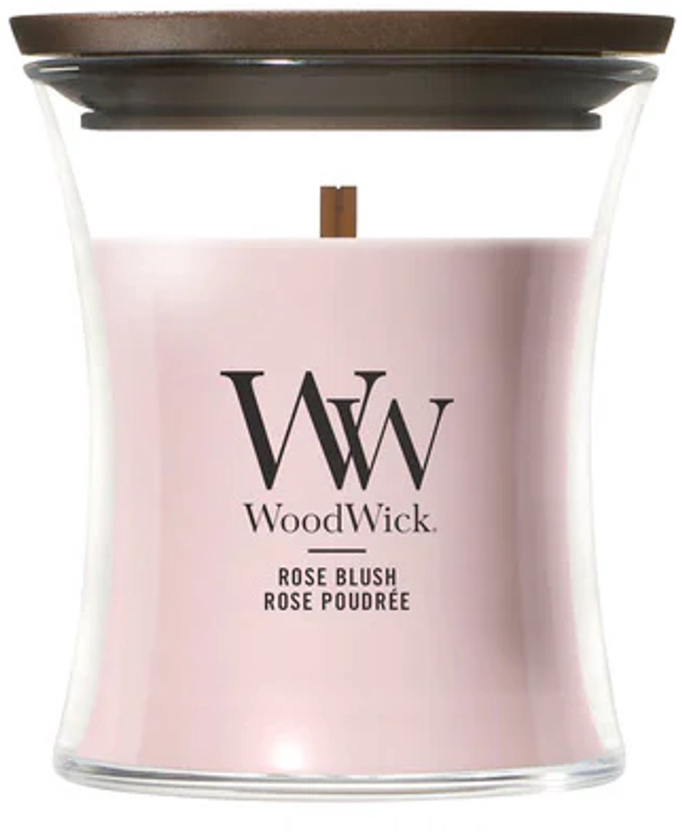 Reloj de arena Woodwick - rubor rosa - mini vela perfumada - hasta 30 horas de combustión
