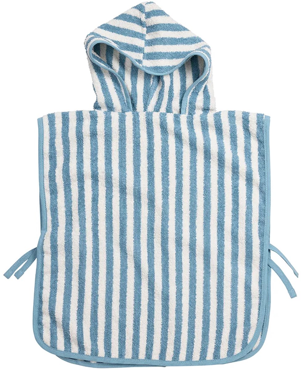 Poncho da bagno Meyco baby fat stripe - spugna jacquard - blu jeans - 1-3 anni