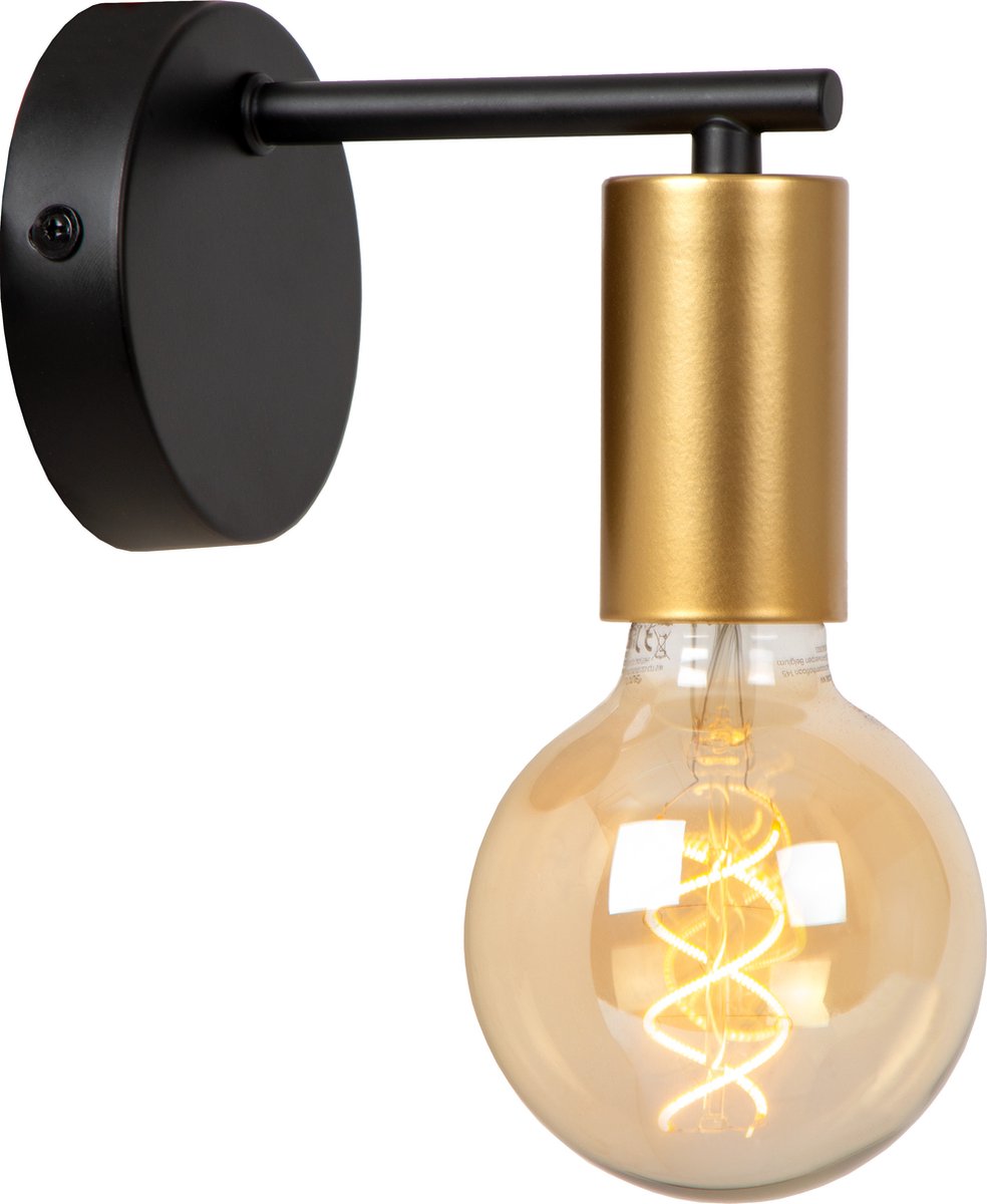 Lucide enya - lámpara de pared - 1xe27 - negro