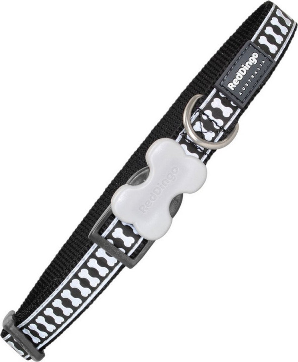 Collare per cani Red Dingo con ossa riflettenti nero (1,2 x 20-32 cm)